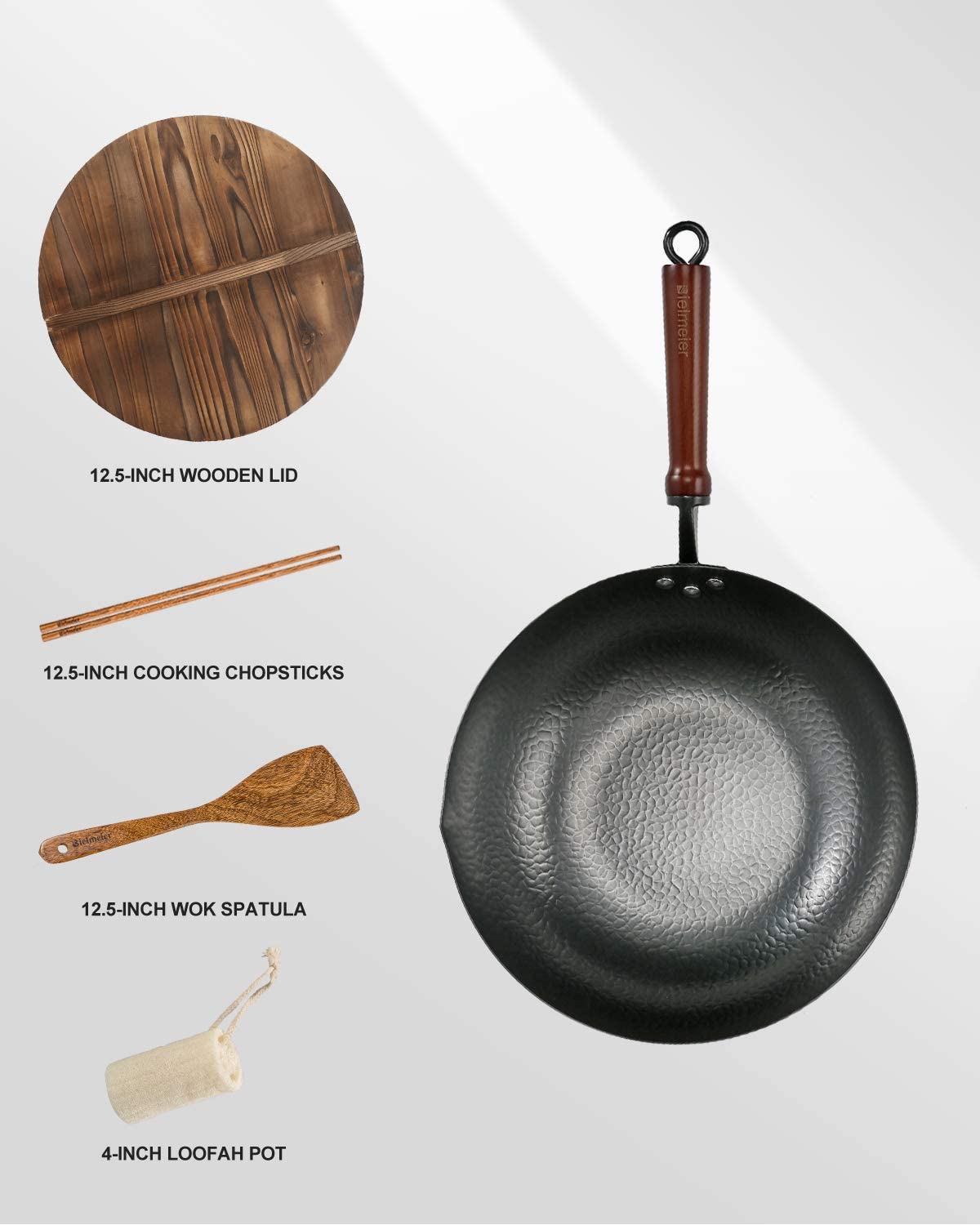 BIELMEIER wok beside common items for size comparison and portion planning benefit