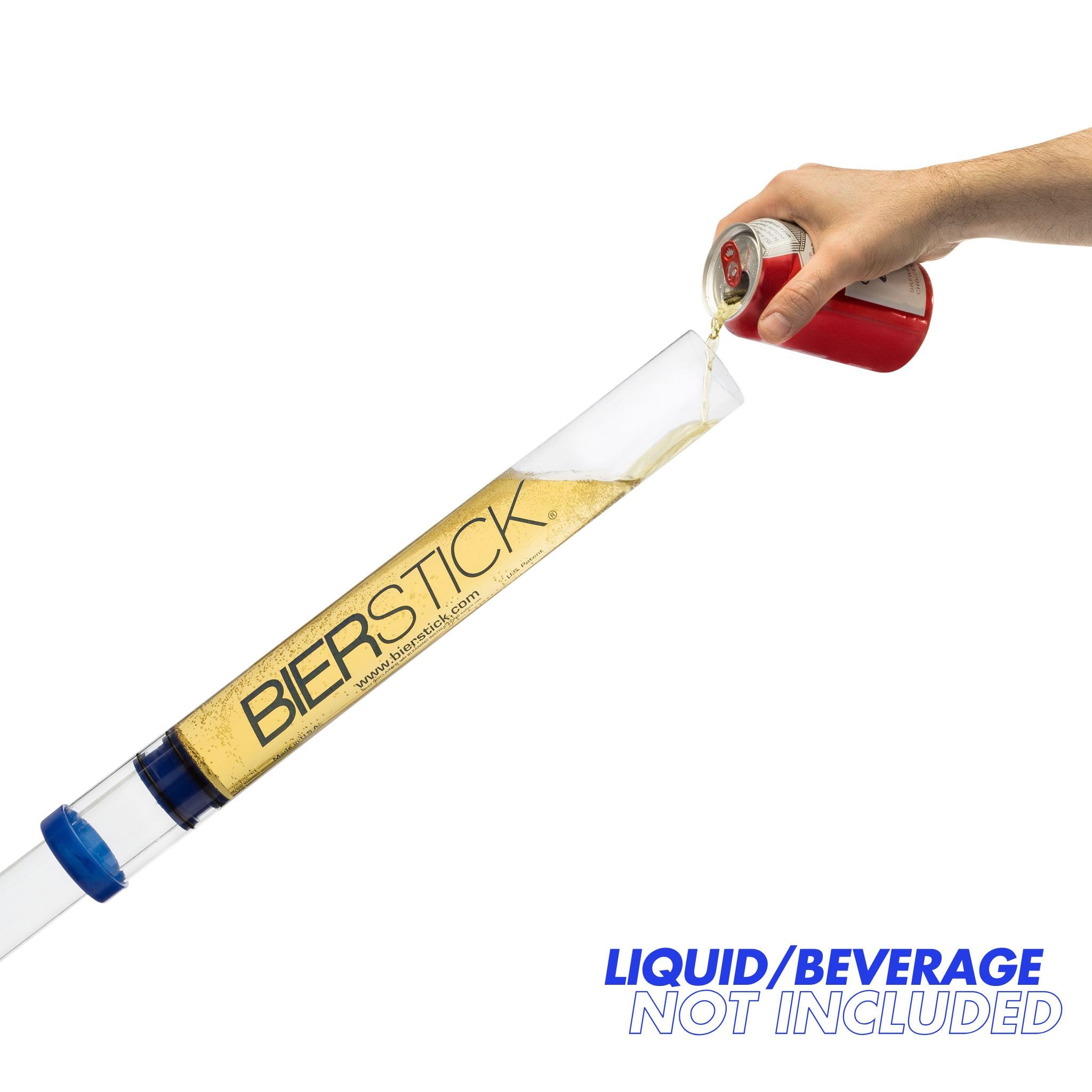 Bierstick funnel filled with beer demonstrating 24oz capacity benefit
