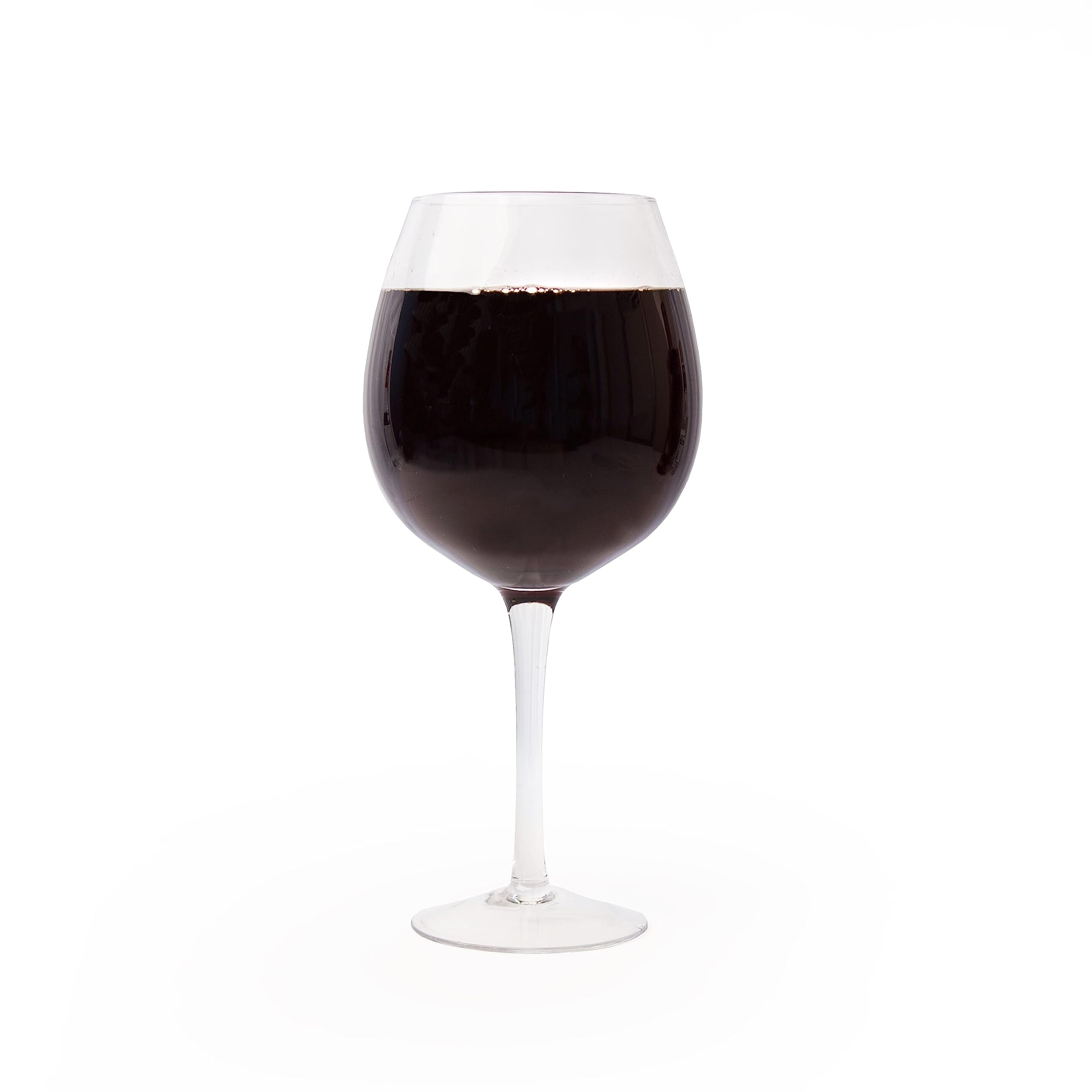 Big Betty next to a regular wine glass for scale and clear size comparison