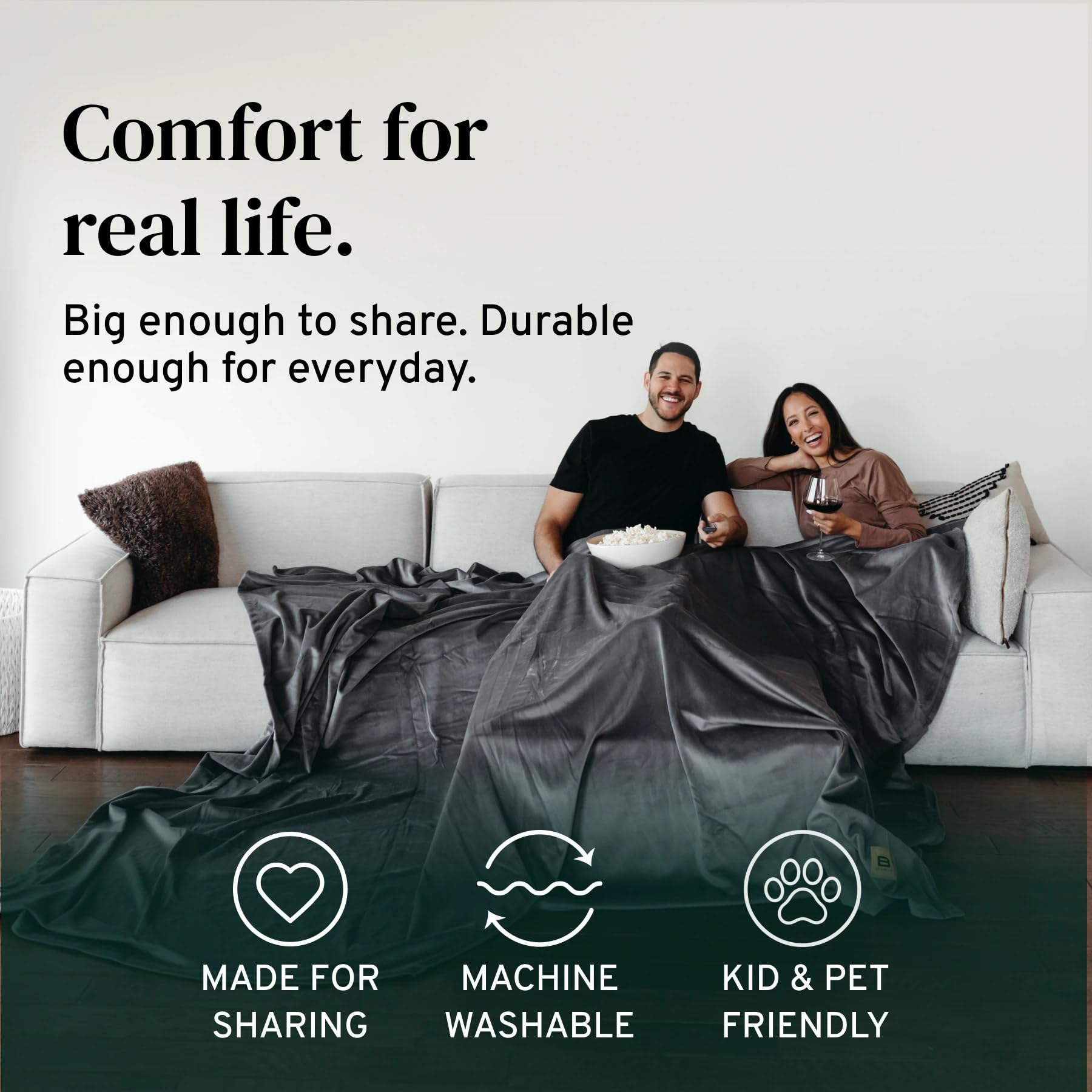 Big Blanket Co close-up of four-way stretch fabric highlights breathable texture comfort