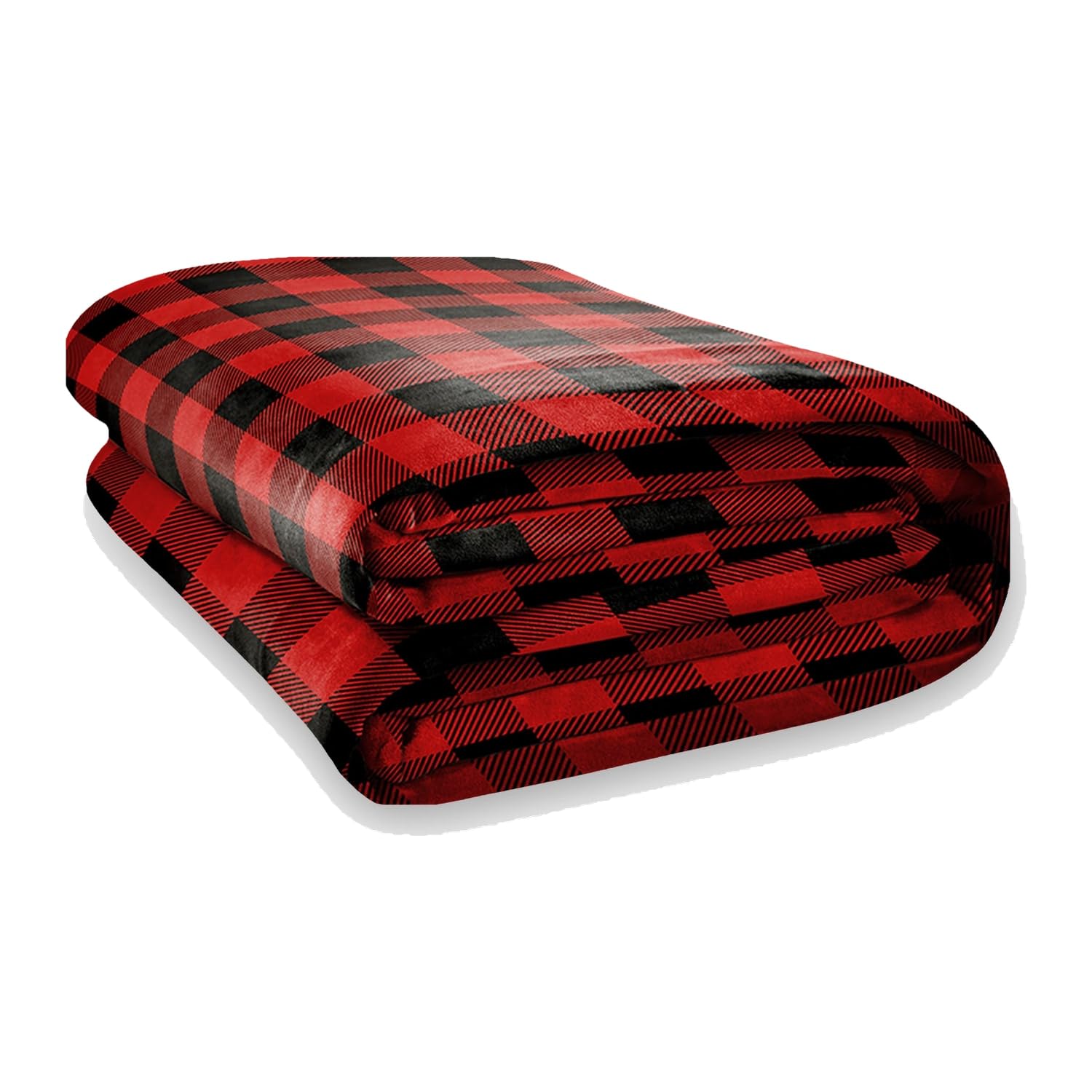 Big Blanket Co front view showing full red plaid and size benefits