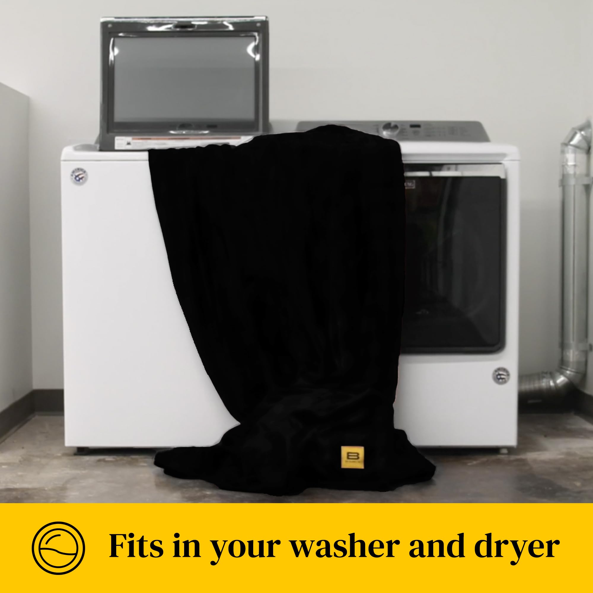 Big Blanket Co blanket inside washing machine conveying easy machine-wash maintenance