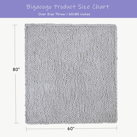 Bigacogo close-up of chunky chenille knit texture for soft touch