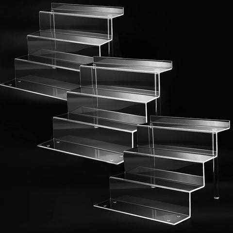 bigantss front view of 4-tier acrylic riser pack showcasing clean organization and durability