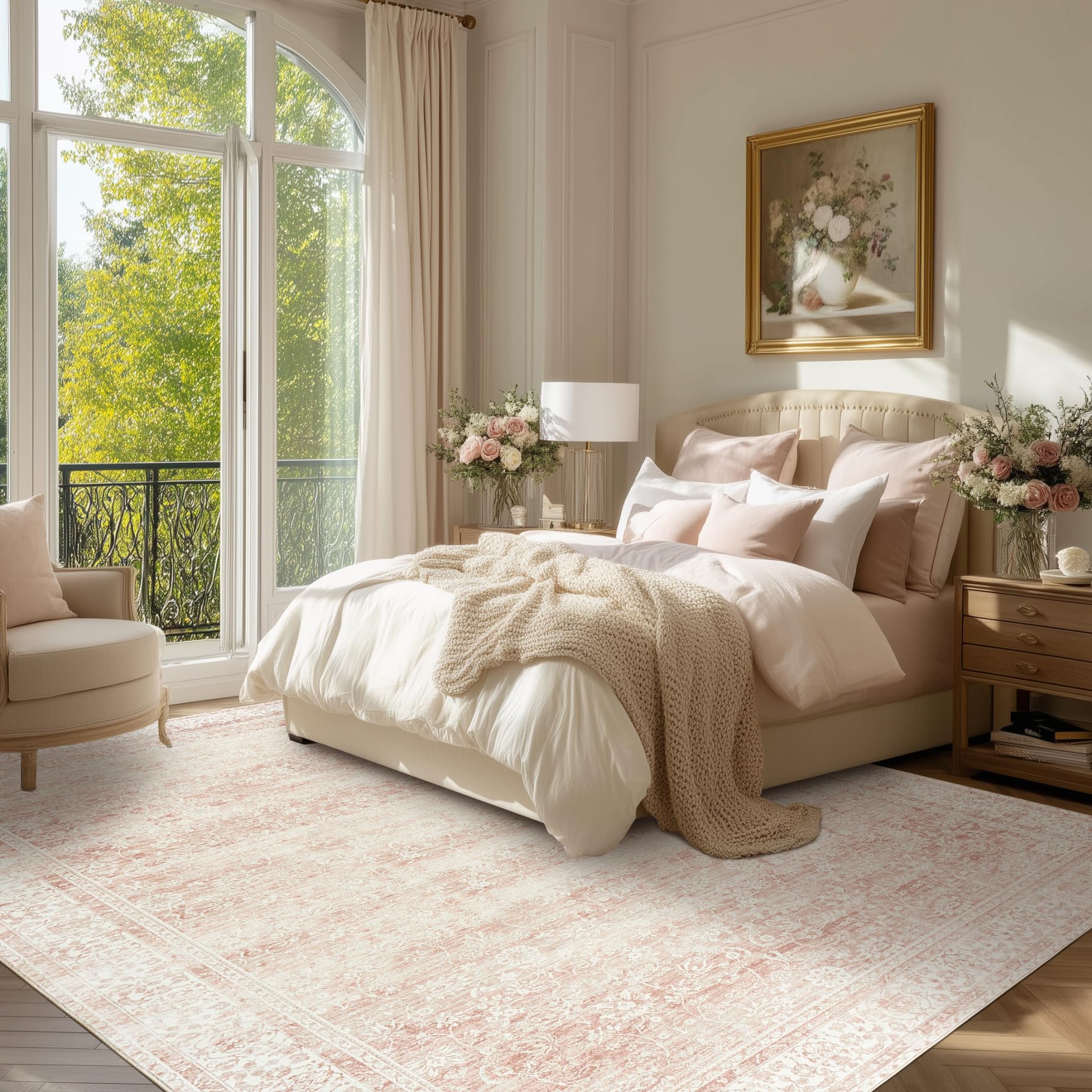 BILEEHOME close-up of floral pattern showing faded vintage detail and charm