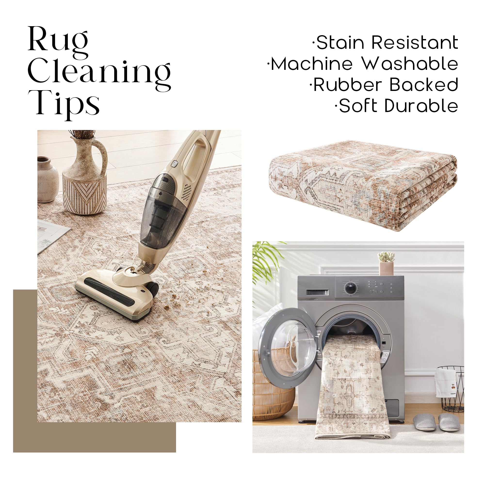 BILEEHOME rug styled in living room adding warm farmhouse atmosphere