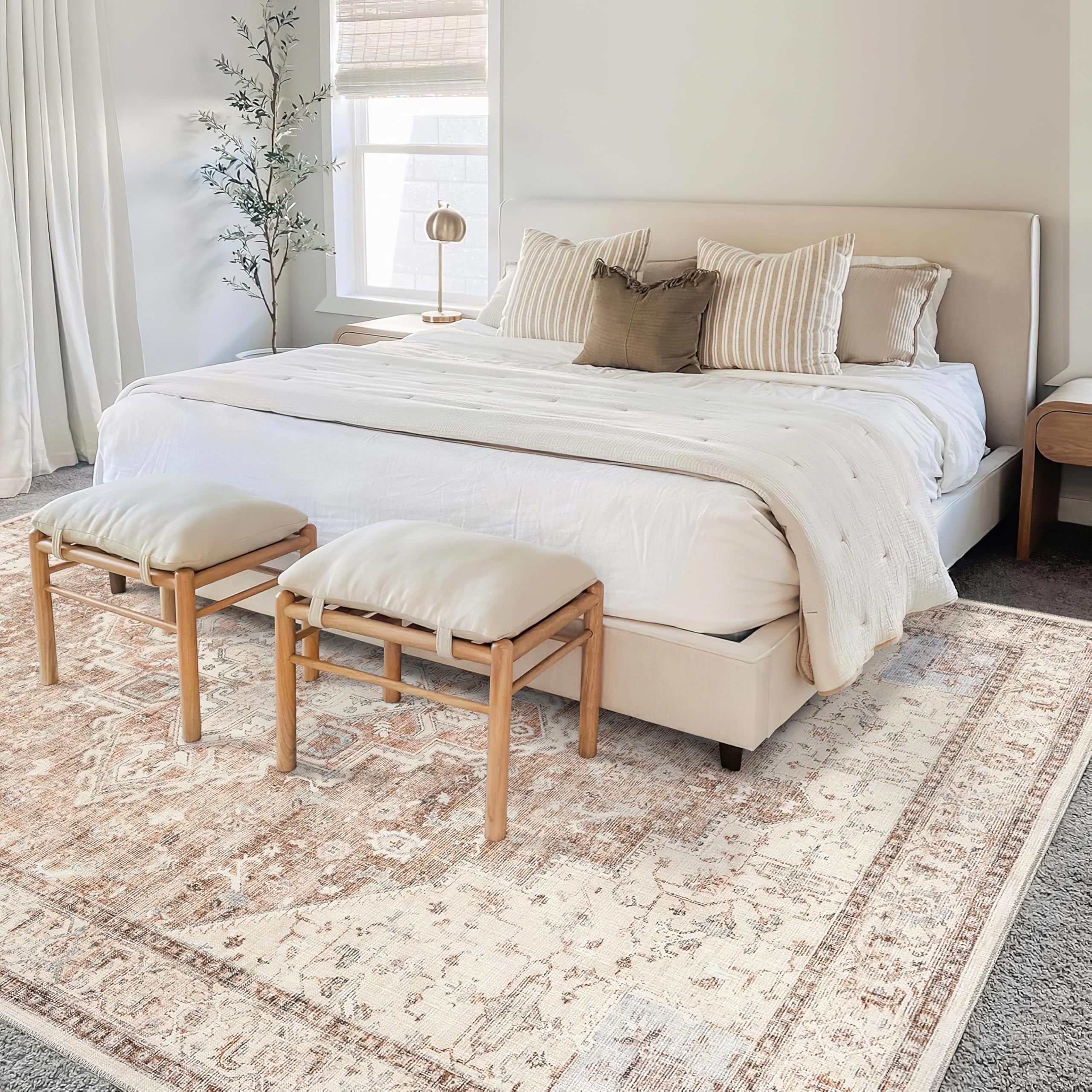 BILEEHOME rug under dining table showing scale and furniture fit