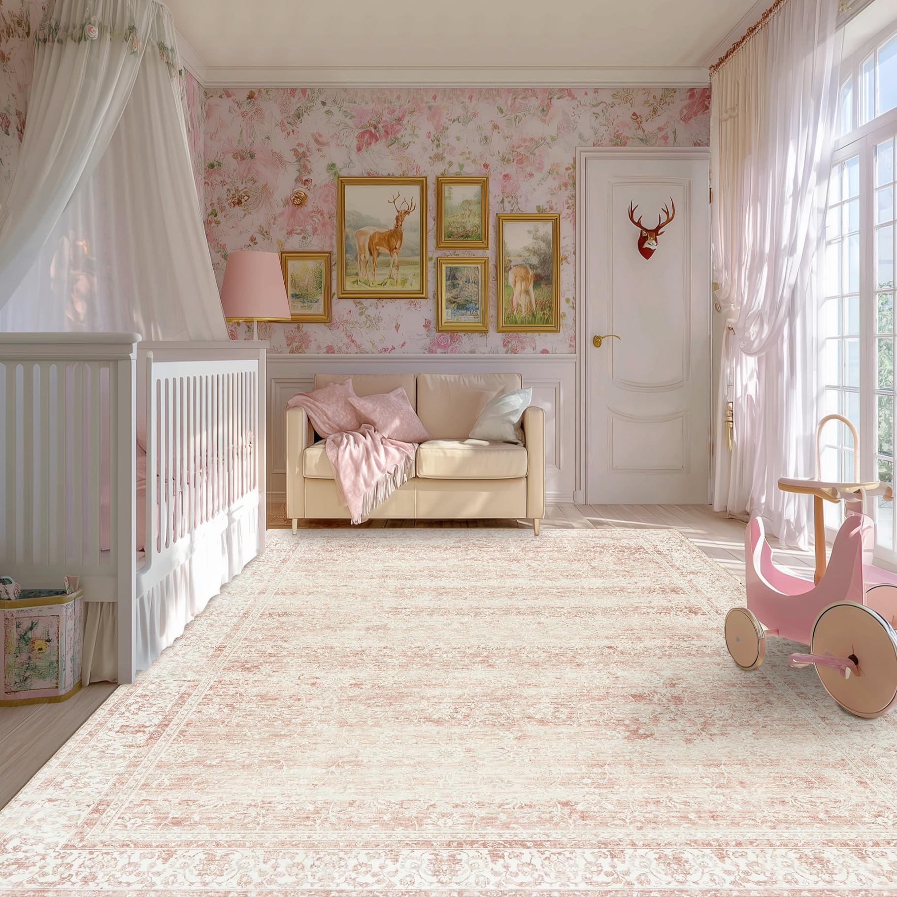BILEEHOME rug under sofa demonstrating scale and furniture compatibility