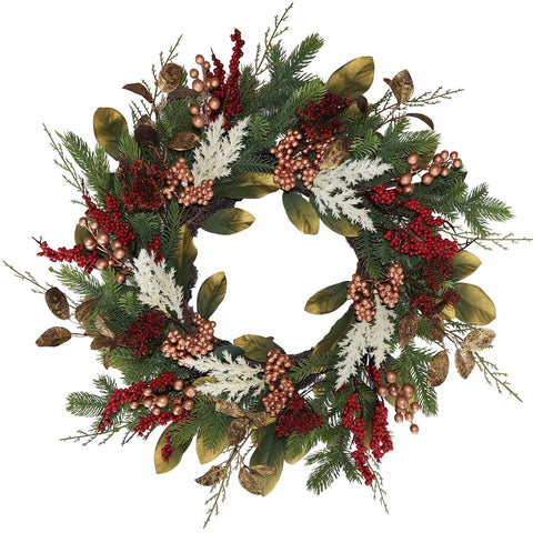 BINFEN wreath on front door showcasing festive curb appeal