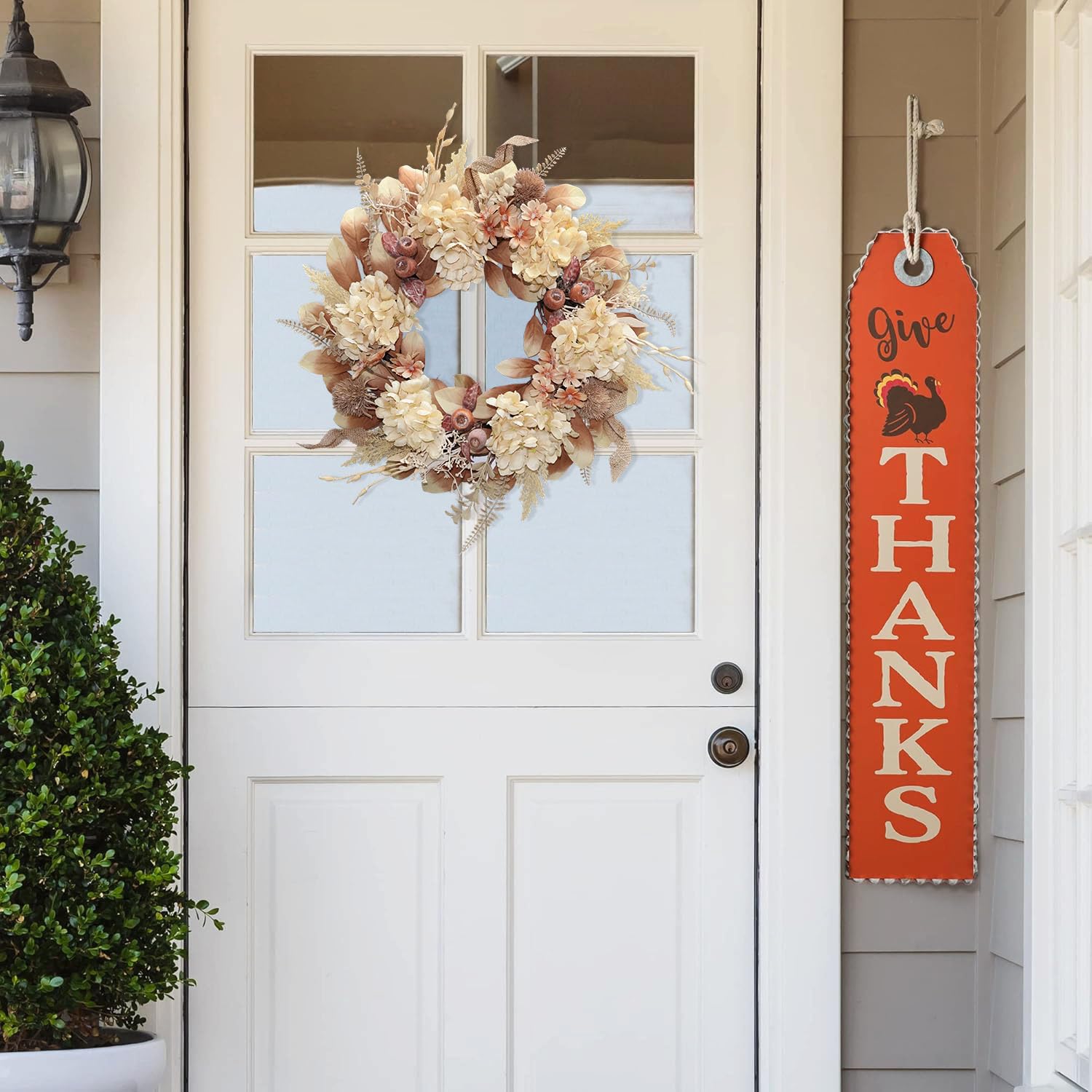 BINFEN wreath beside door for scale showing true 18 inch size