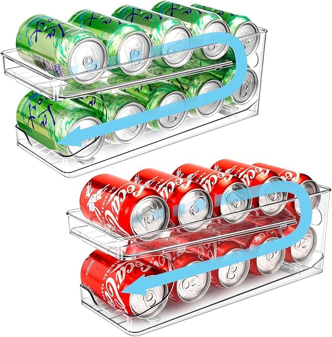 BingoHive front view of two-pack can organizer showing clear storage and tidy layout