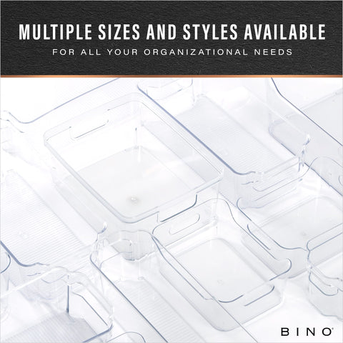 BINO on bathroom vanity containing toiletries for clutter reduction benefit