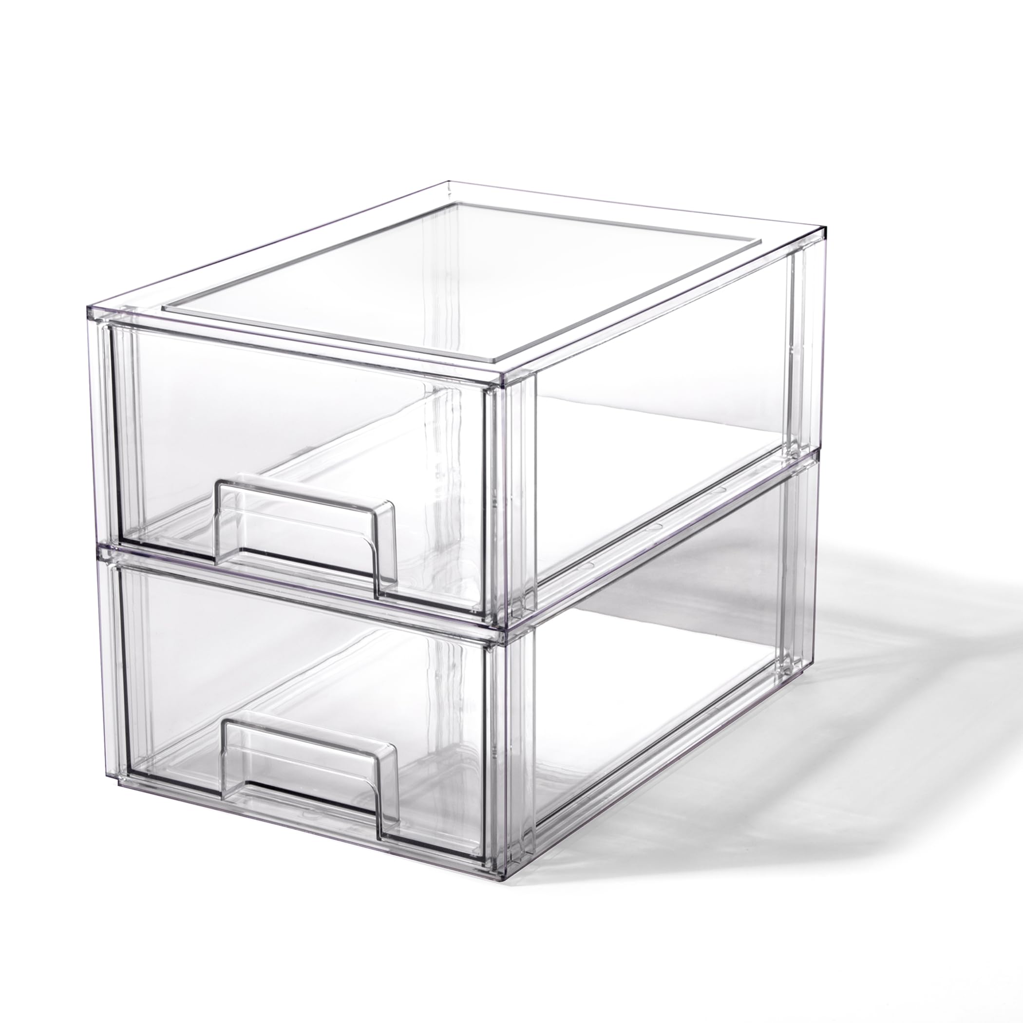 BINO clear drawer front view showing spacious interior and quick visibility benefit