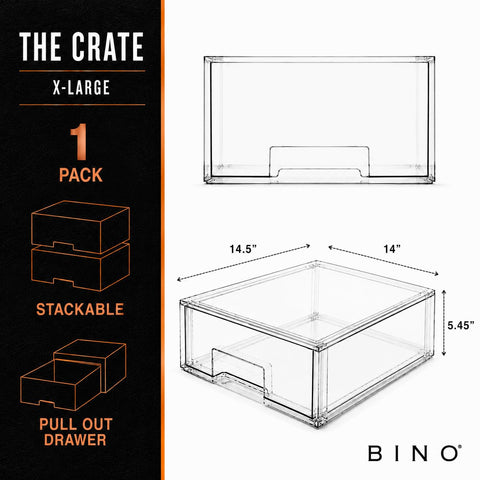 BINO X-Large drawer placed in fridge demonstrating visibility and space saving
