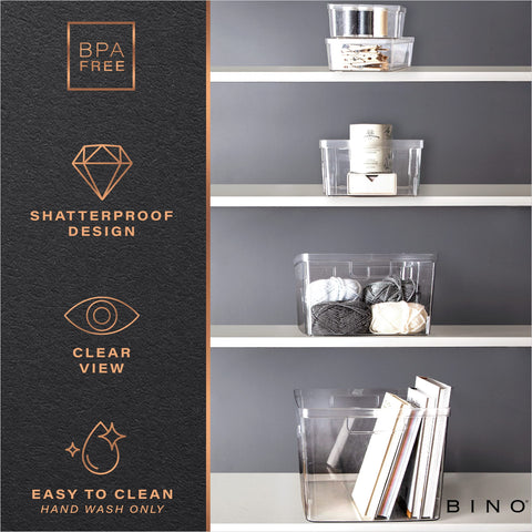 BINO bins organizing craft supplies for tidy workspace efficiency