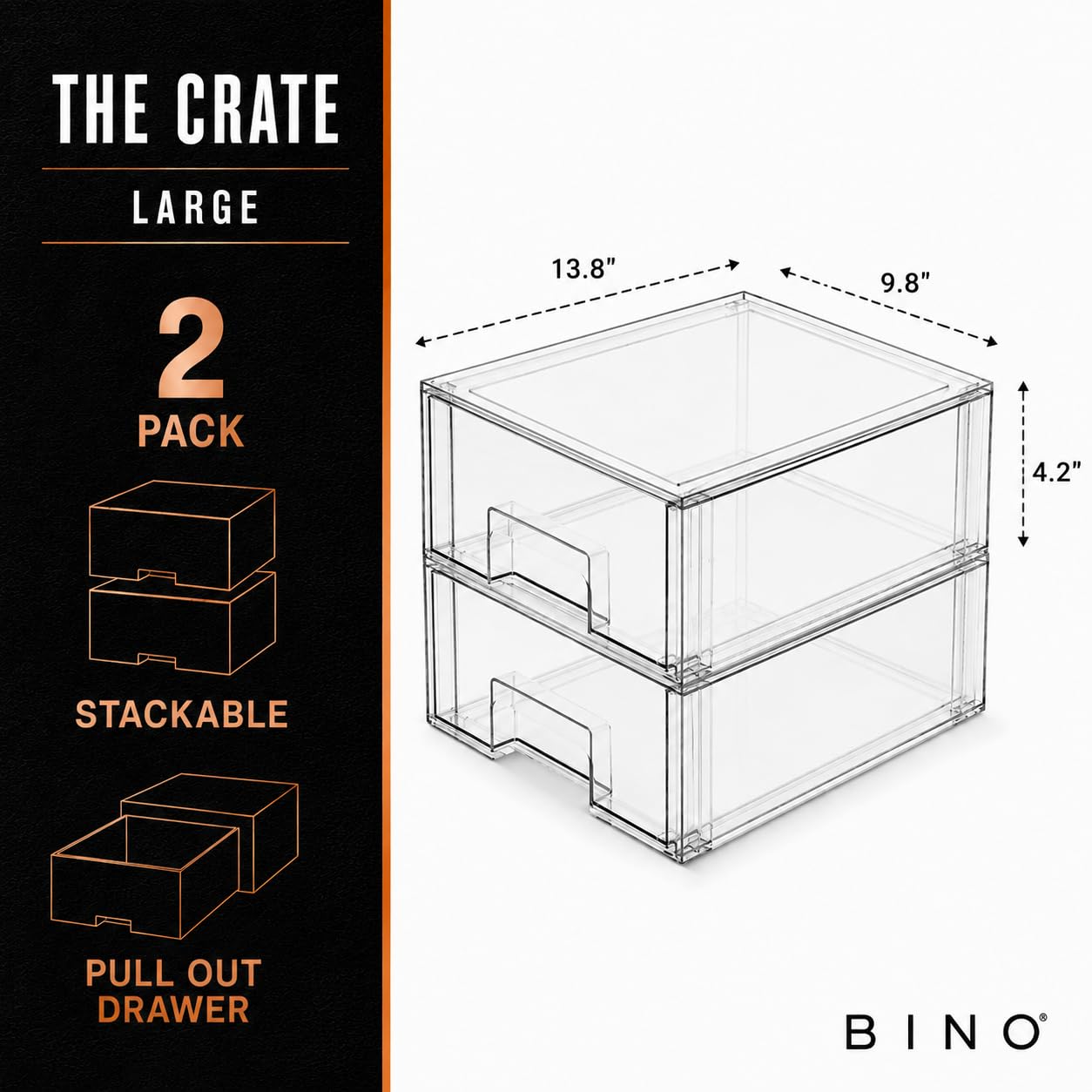 BINO drawer in fridge lifestyle displaying organized food and easy access advantage