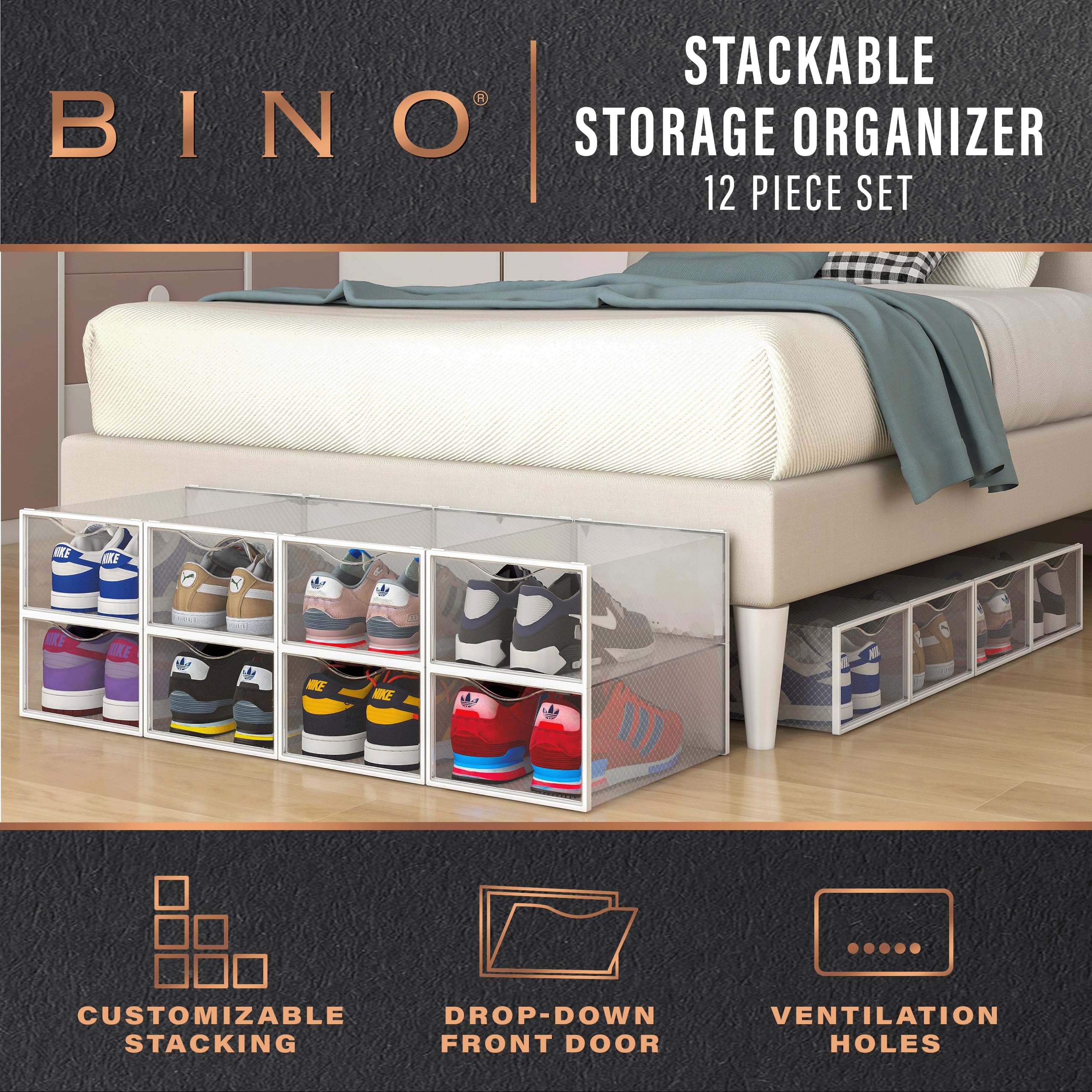 BINO folded flat closeup demonstrating compact storage and space-saving advantage