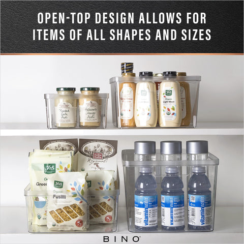 BINO bins in fridge organizing produce for faster meal prep
