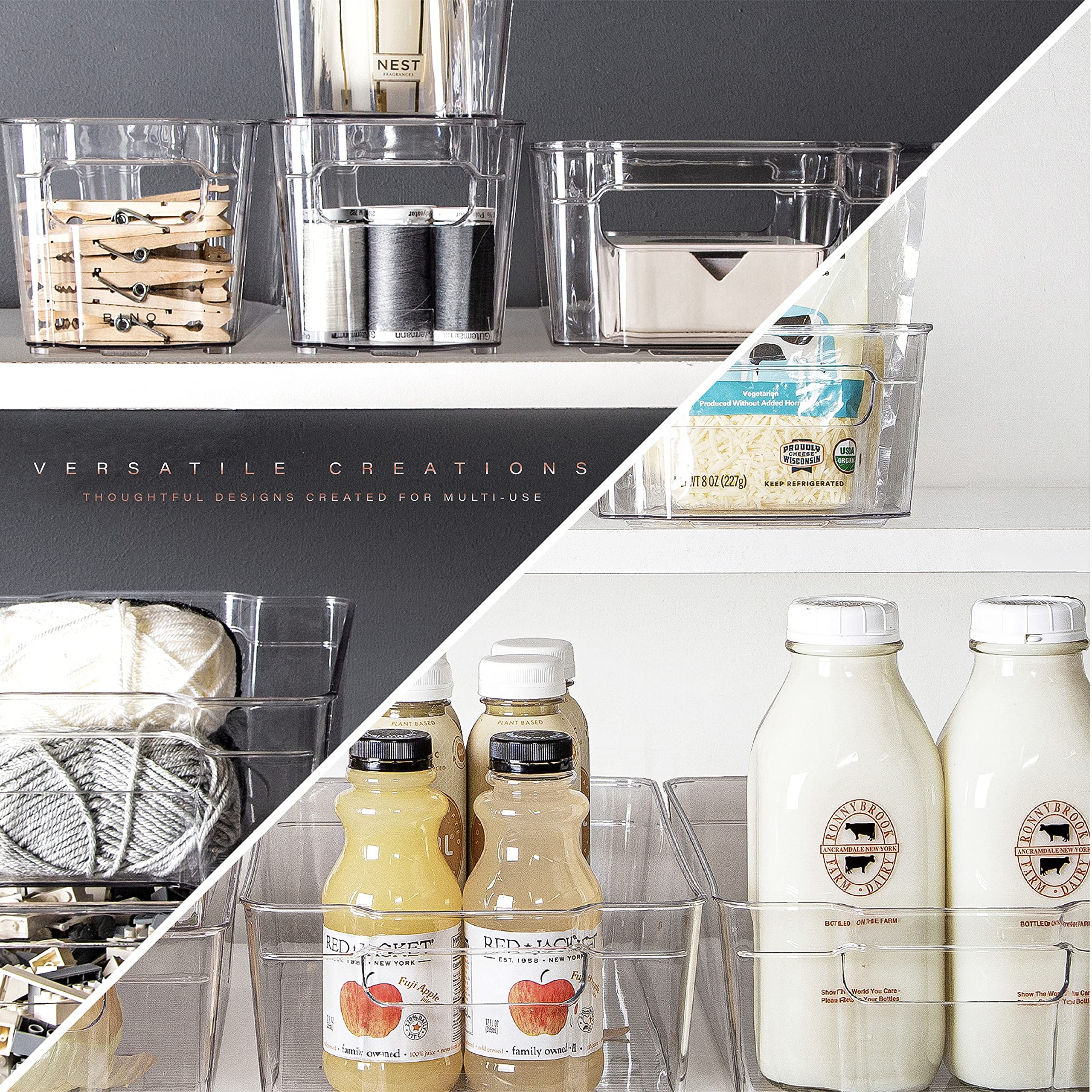 BINO bins inside refrigerator keeping food visible and neatly stored