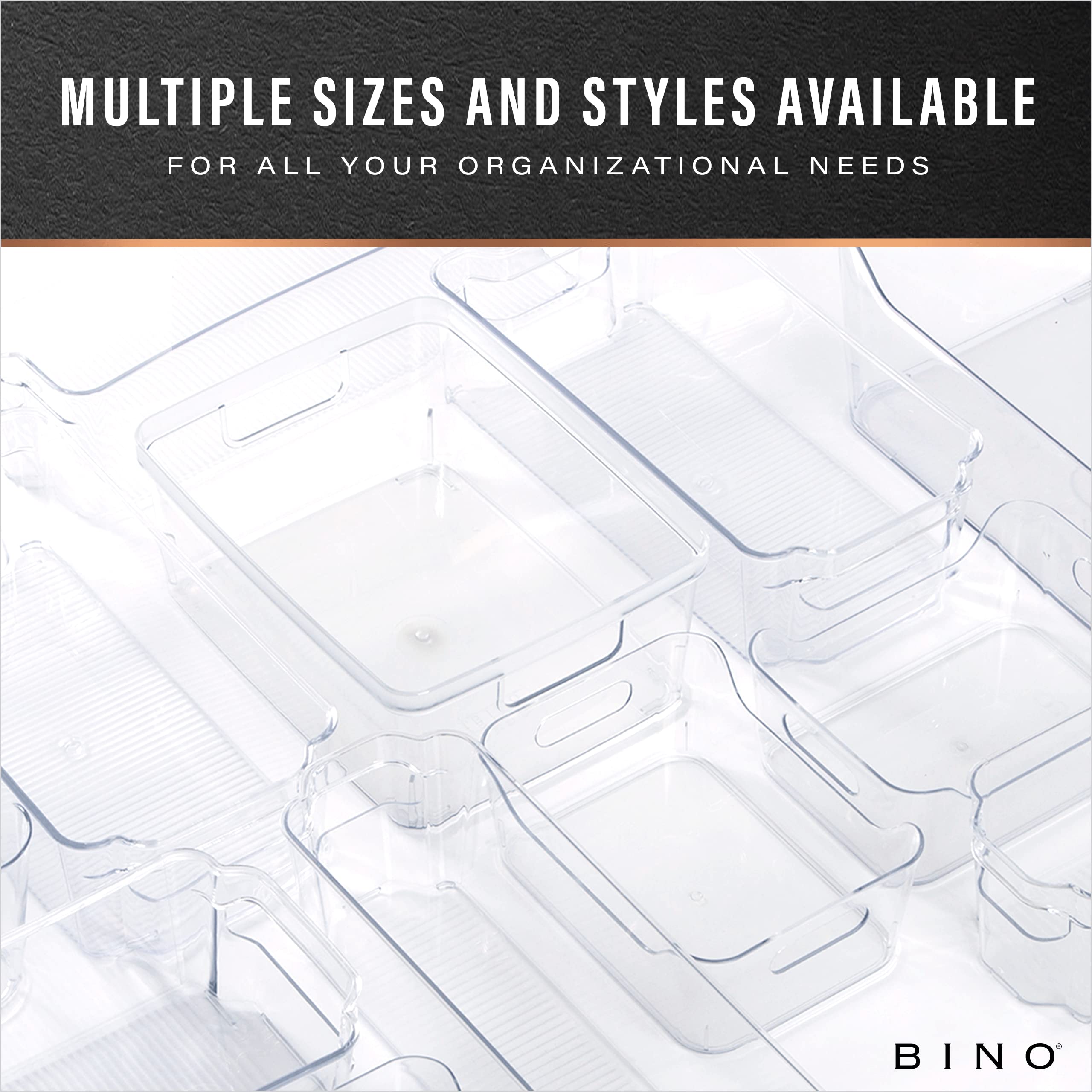 BINO bin beside hand showing size scale for space-planning confidence