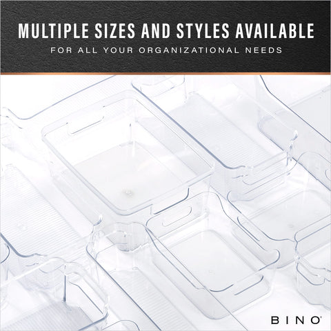 BINO bin beside hand showing size scale for space-planning confidence