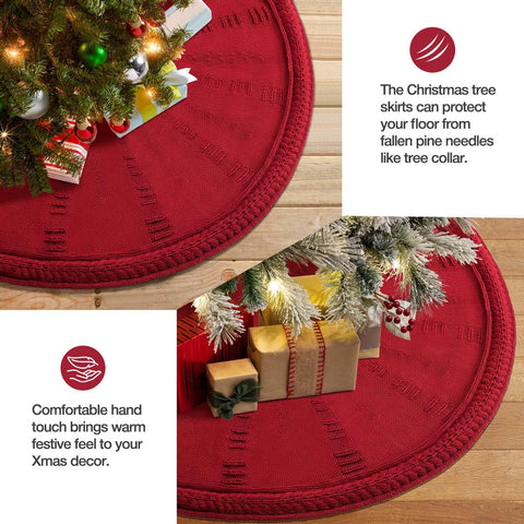 BINSUNS tree skirt under presents demonstrating scale and floor protection