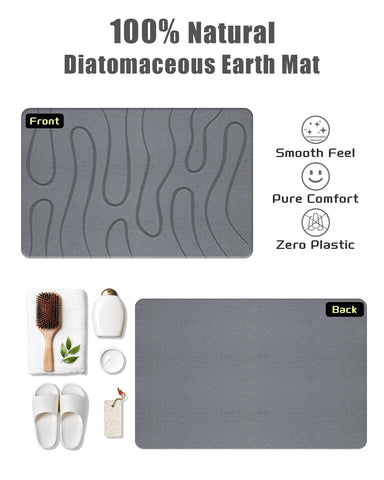BIOIWGY mat with foot for scale showing 16x24 inches and stable footing benefit