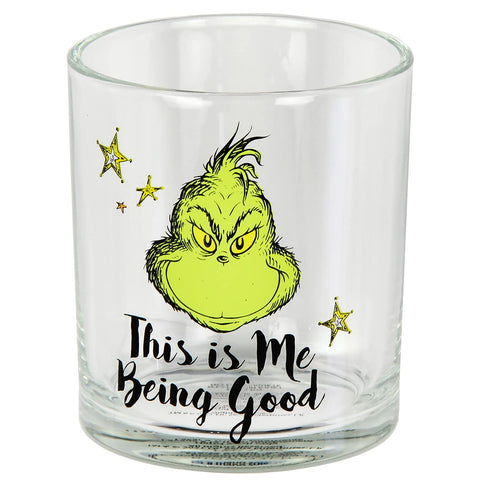 Bioworld Grinch glass held in hand showing 10oz scale and comfort