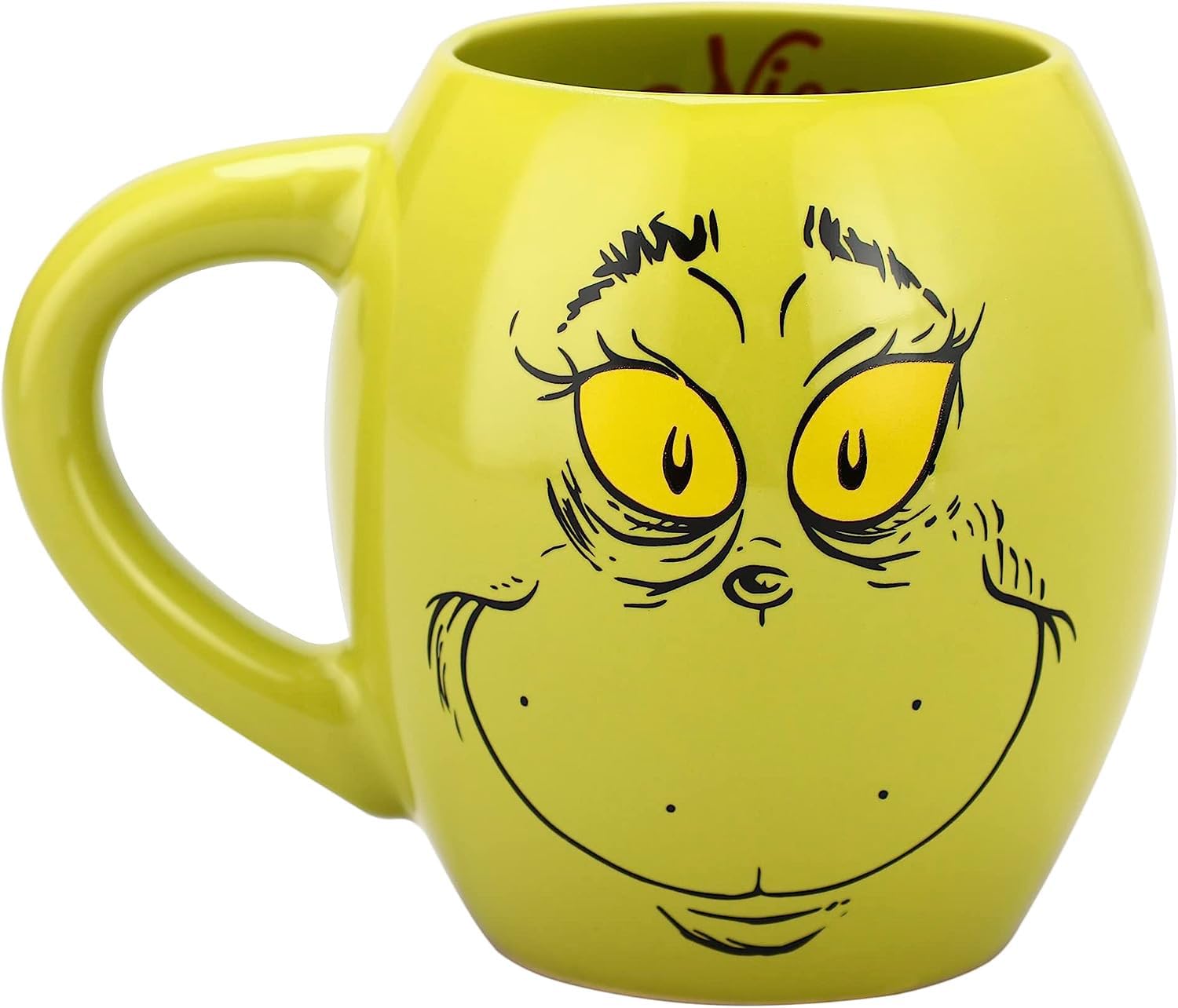 Bioworld Grinch mug handle and oval shape for comfortable grip