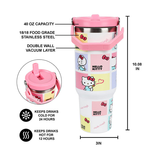 Bioworld Hello Kitty lid and straw detail showcasing spill-reduction convenience