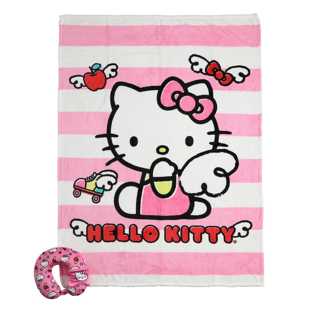 Bioworld Hello Kitty neck pillow close-up showing soft texture and neck support