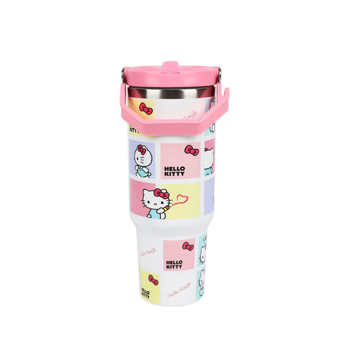 Bioworld Hello Kitty close-up of printed squares showing durable artwork benefit