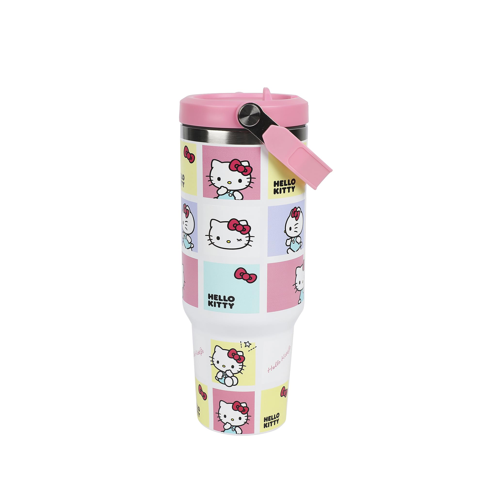 Bioworld Hello Kitty top handle and flip straw for easy carrying and sipping