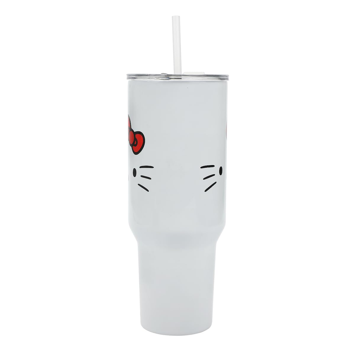 Bioworld Hello Kitty lid and straw close-up showing spill-friendly design