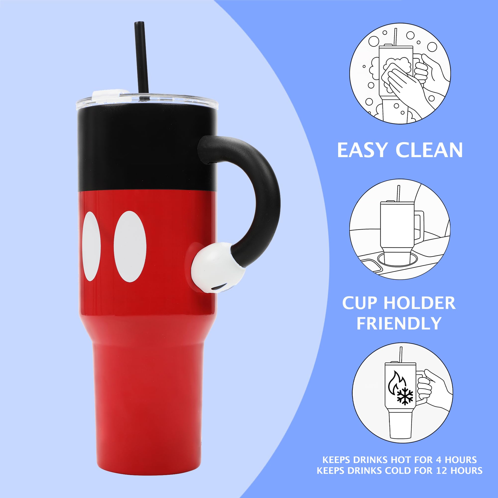 Bioworld Mickey top view of lid and opening providing spill control and easy sipping