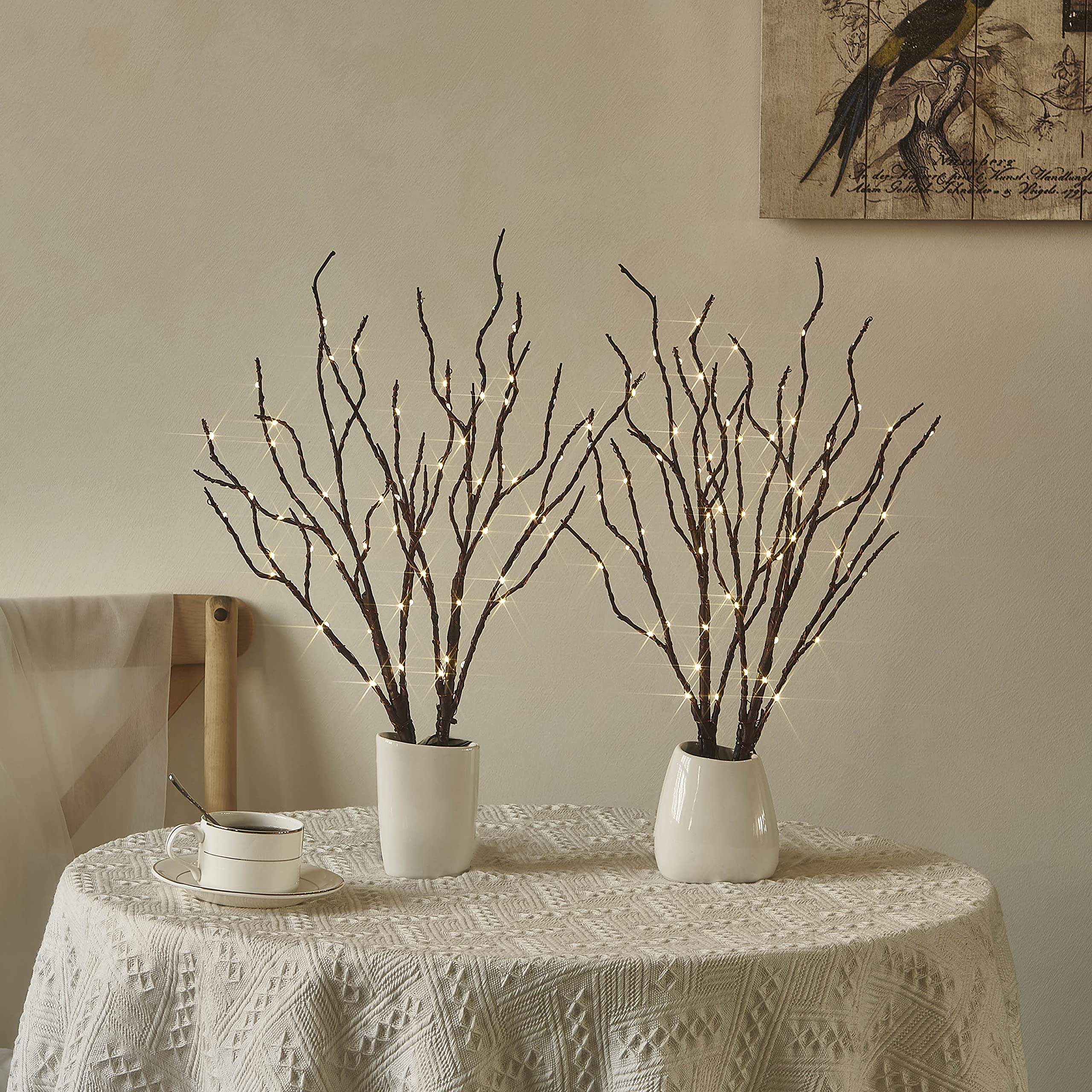 Birchlitland branches placed on patio using stakes for protected outdoor ambiance