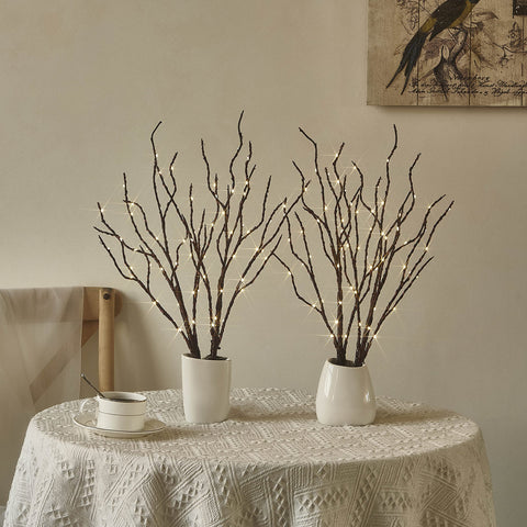 Birchlitland branches placed on patio using stakes for protected outdoor ambiance