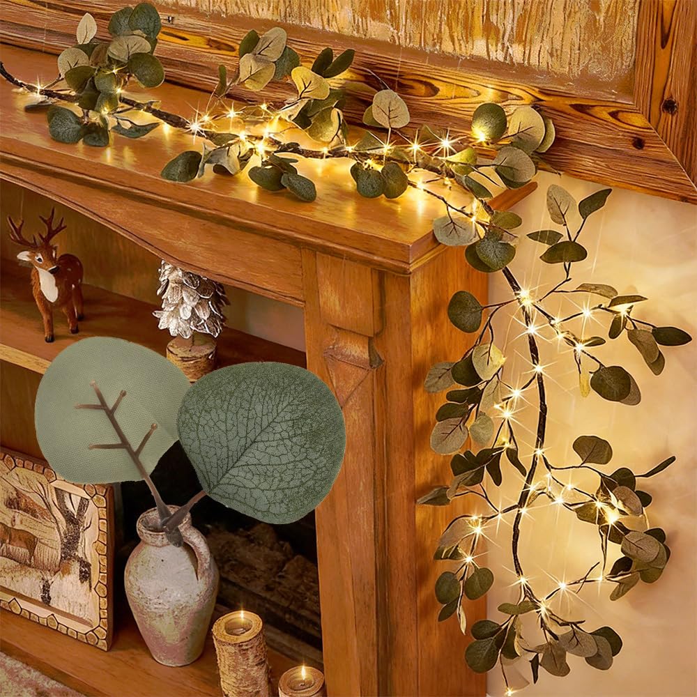 Birchlitland front packaging showing full 6ft eucalyptus garland benefit of quick setup