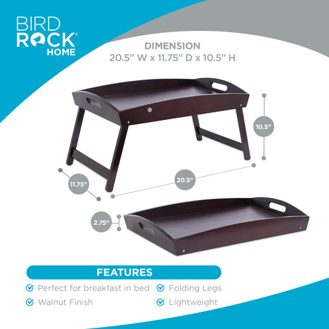 BIRDROCK HOME tray folding legs detail demonstrating compact storage and stability