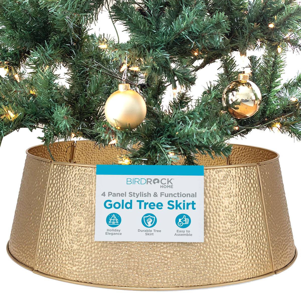 BIRDROCK HOME front view of gold bubble tree collar showing clean base concealment