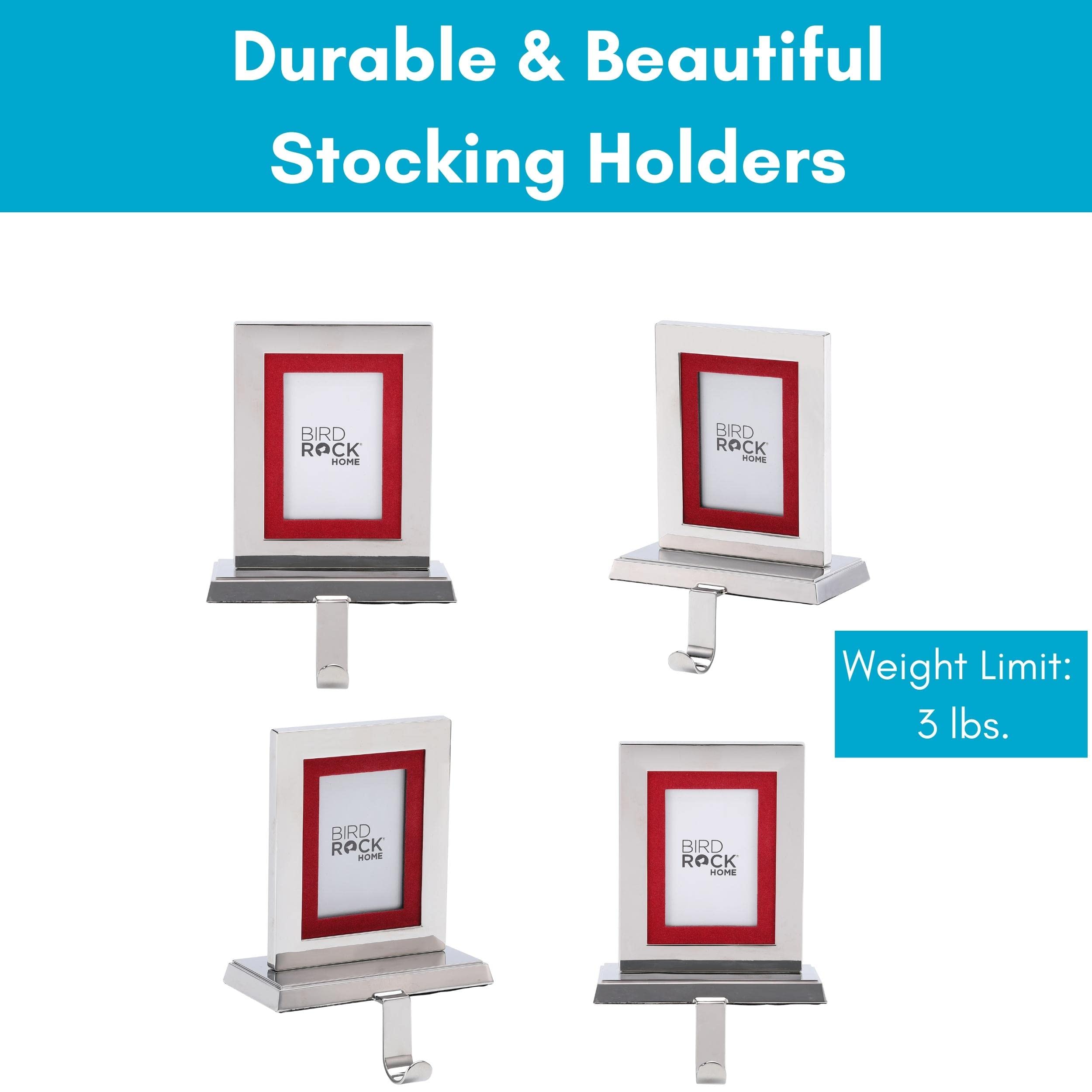 BIRDROCK HOME hook detail holding stocking showing secure hanging