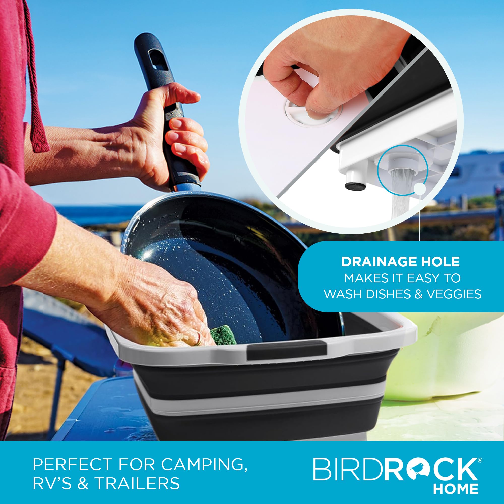 BIRDROCK HOME fitted over sink demonstrating spill-free rinsing