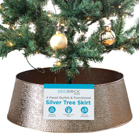 BIRDROCK HOME front view of silver bubble tree collar showing clean base concealment