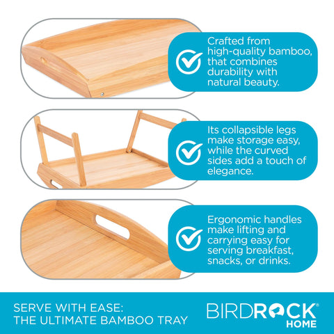 BirdRock Home tray beside a coffee mug and book showing size and plate compatibility
