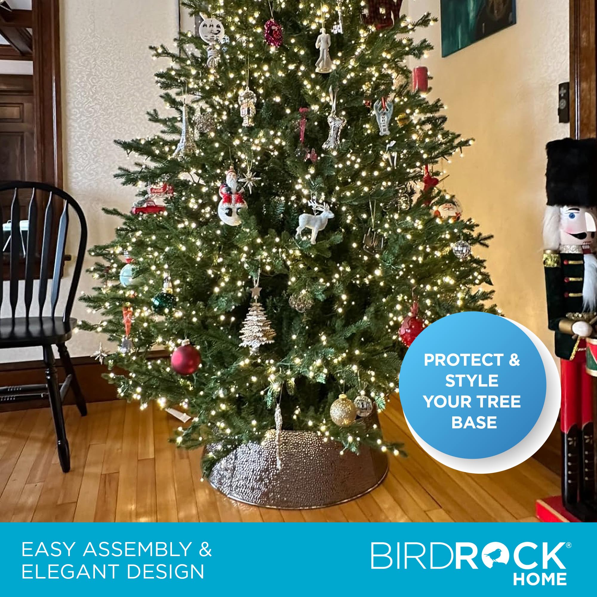 BIRDROCK HOME collar beside ruler to show 22" top and 26" base scale