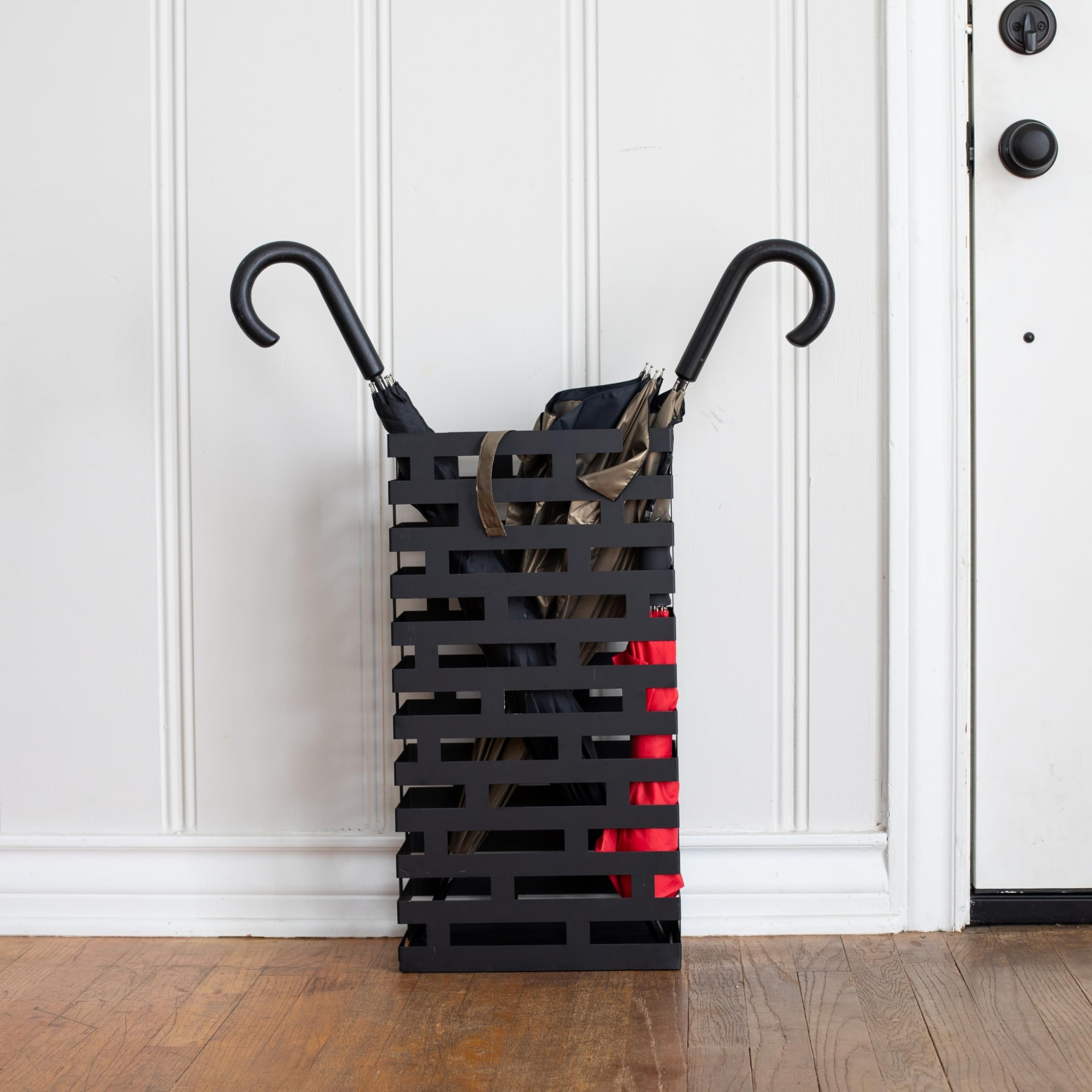 BIRDROCK HOME scale comparison beside shoe rack showing compact size
