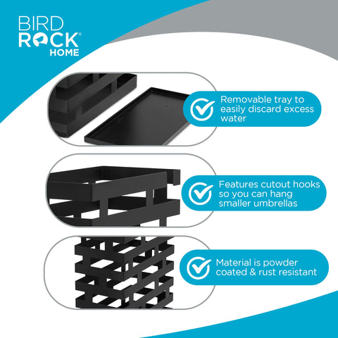 BIRDROCK HOME stand holding multiple wet umbrellas to protect floors