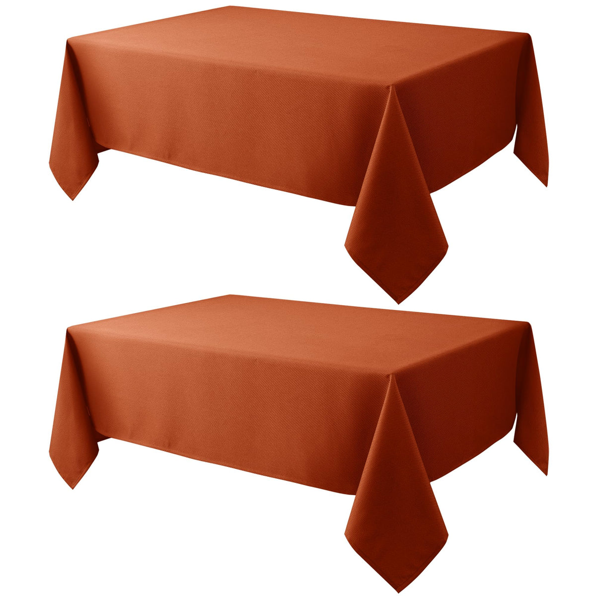 Biscaynebay front view of rust rectangular tablecloth showing full coverage and color