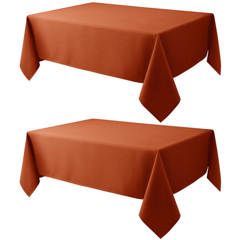 Biscaynebay front view of rust rectangular tablecloth showing full coverage and color