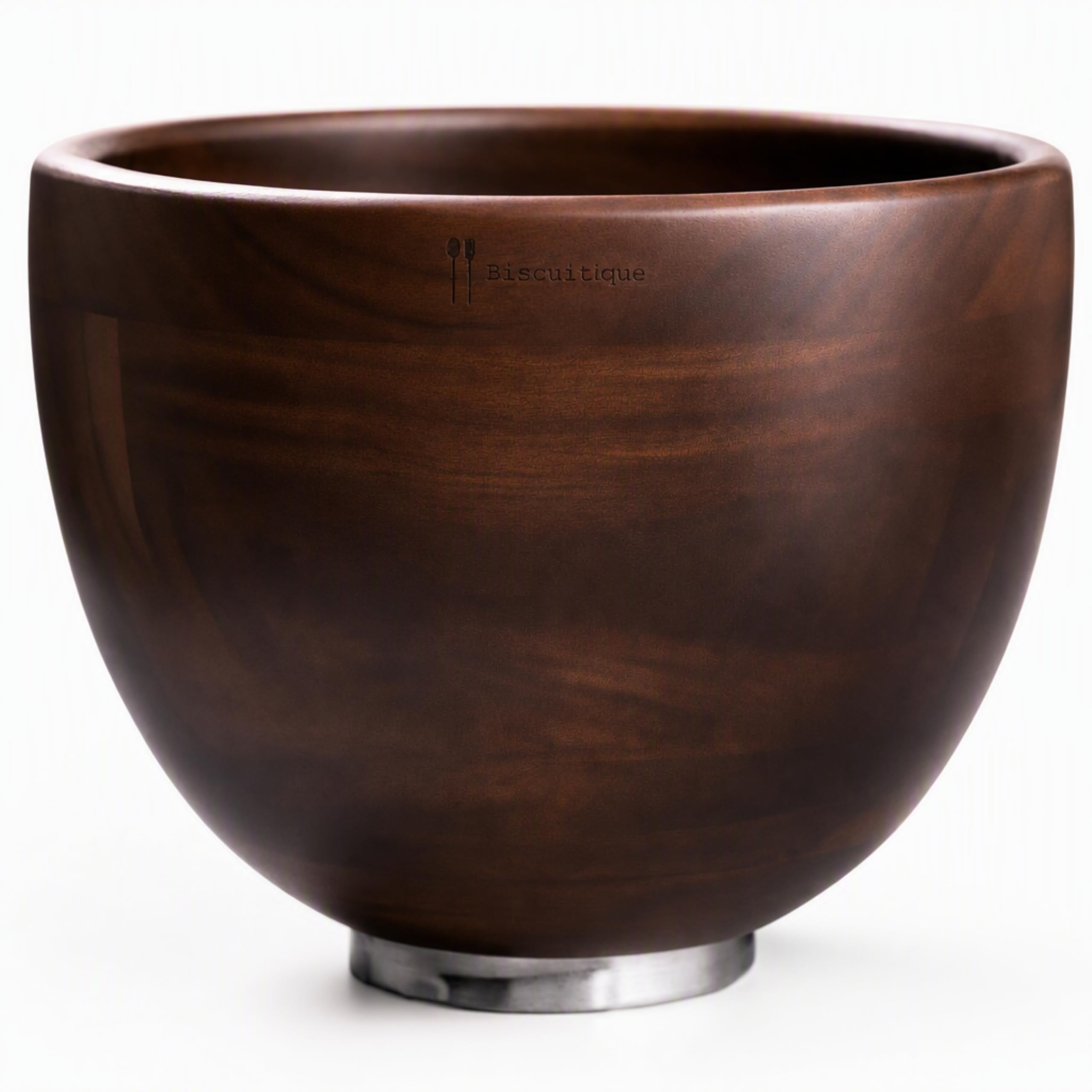 Biscuitique walnut bowl front view showing smooth finish and elegant profile for stylish bowls